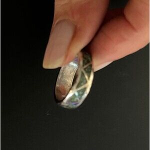 Vintage Ground Turquoise & Sterling Silver Native American Ring 1970’s sz 7